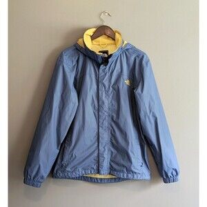 The North Face Resolve Jacket Mens Small Waterproof Hooded Rain Coat Blue Yellow